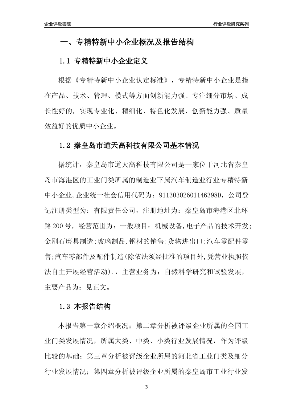 [专精特新]秦皇岛市道天高科技有限公司行业竞争力评级分析报告(2023版)_第3页