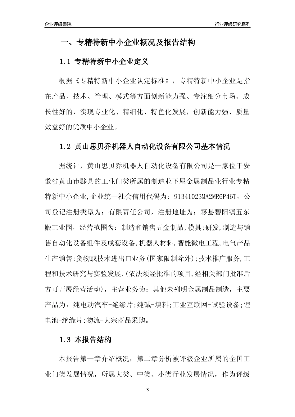 [专精特新]黄山思贝乔机器人自动化设备有限公司行业竞争力评级分析报告(2023版)_第3页