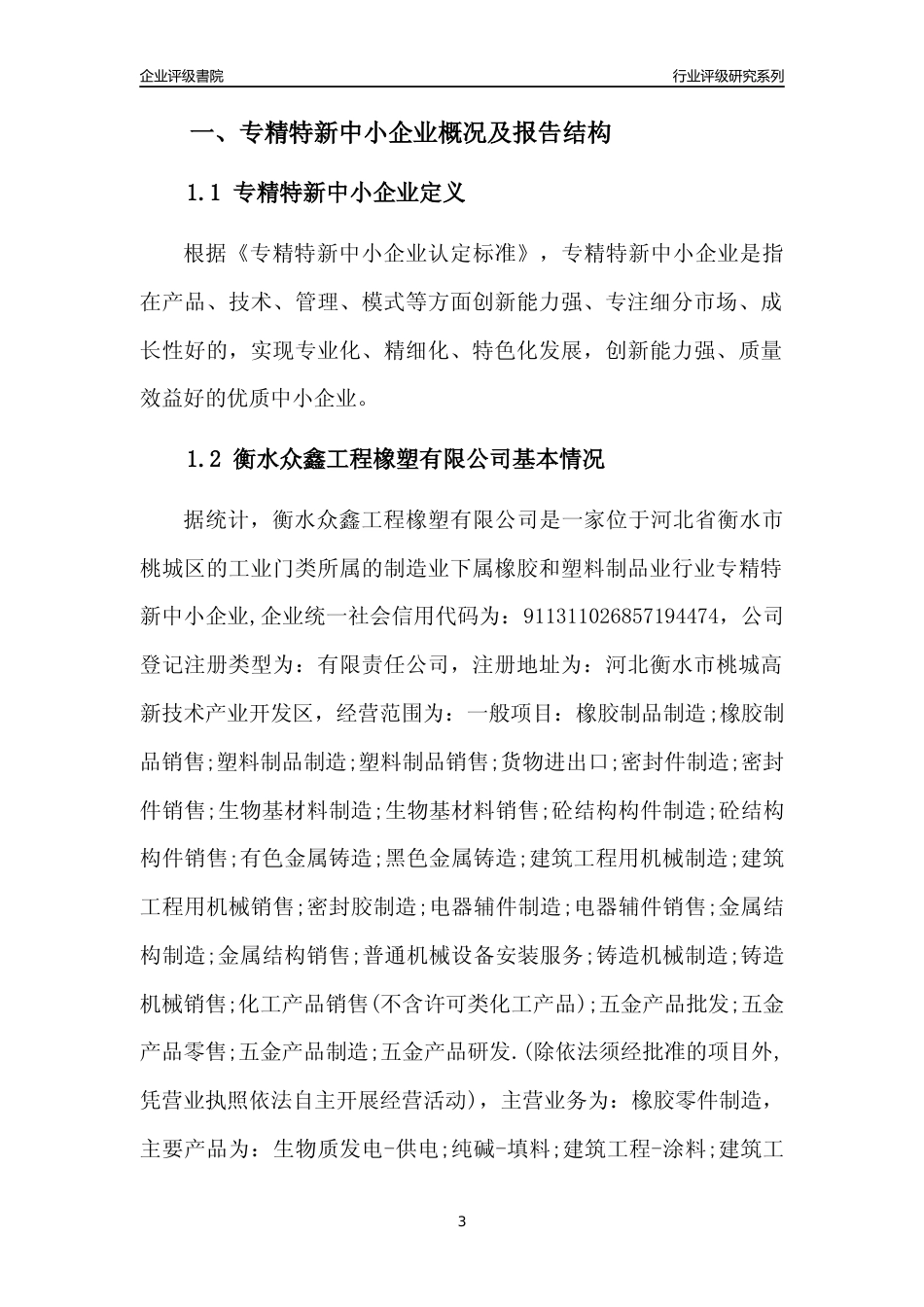 [专精特新]衡水众鑫工程橡塑有限公司行业竞争力评级分析报告(2023版)_第3页