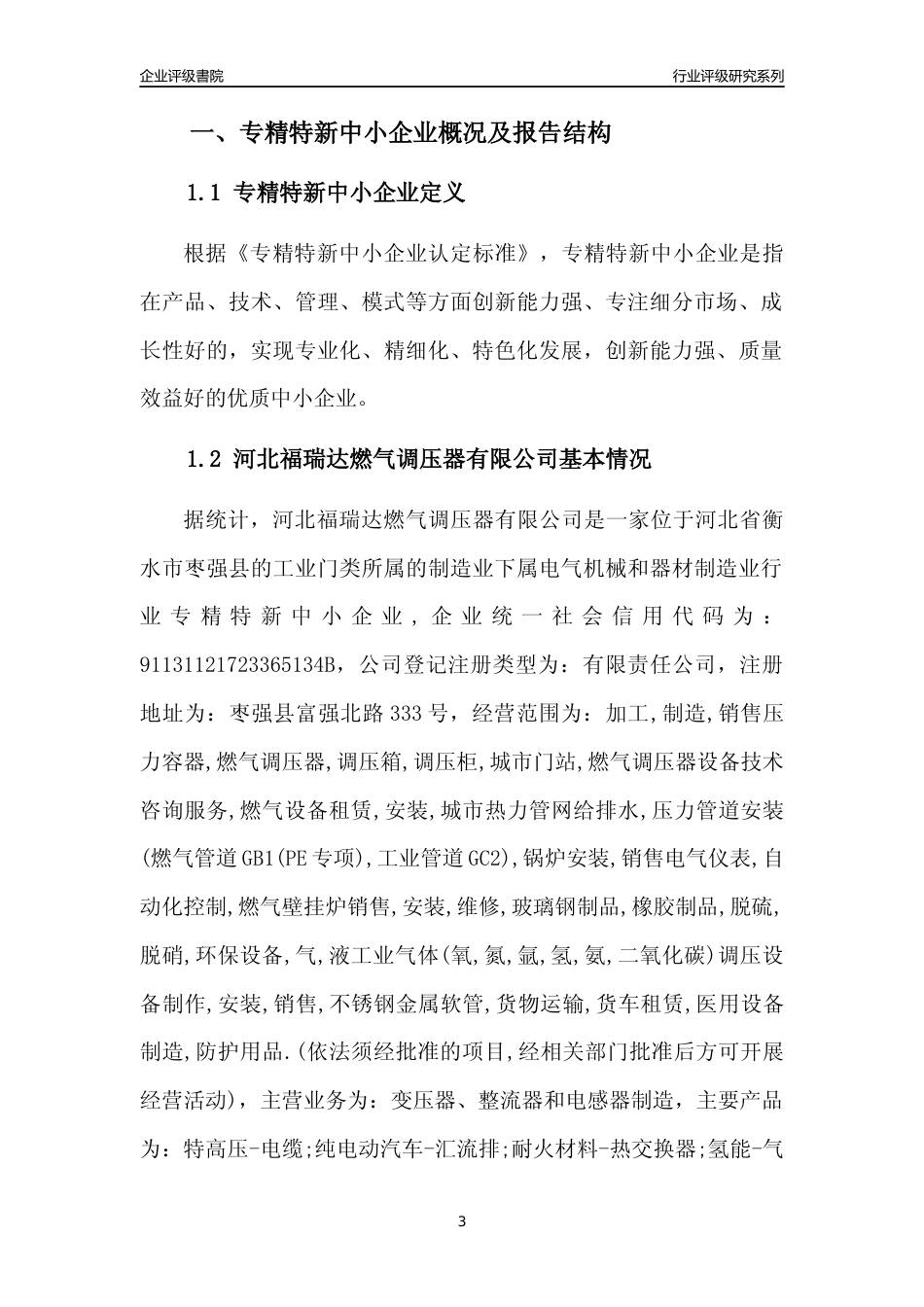 [专精特新]河北福瑞达燃气调压器有限公司行业竞争力评级分析报告(2023版)_第3页