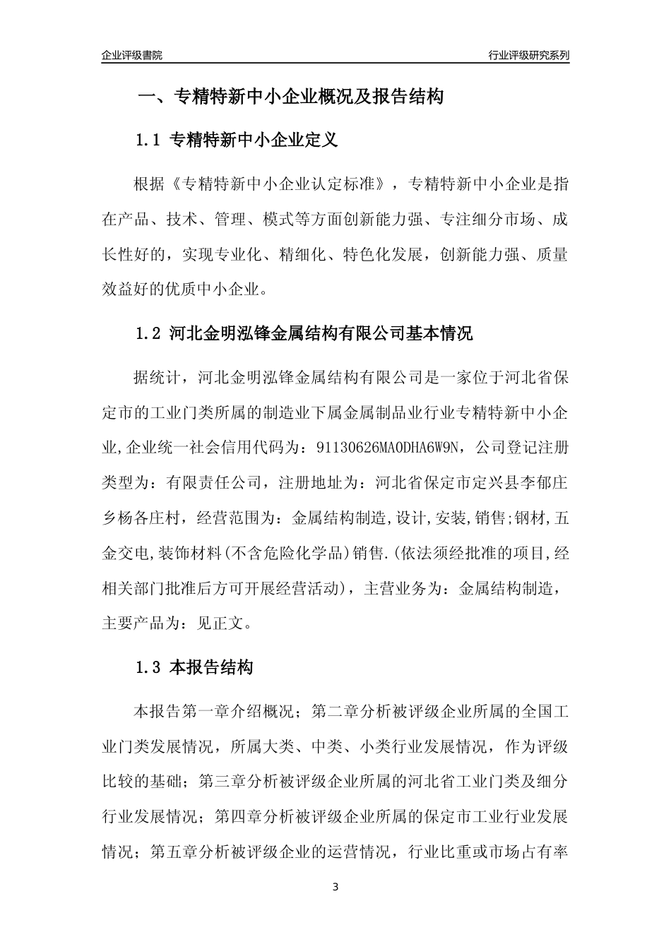 [专精特新]河北金明泓锋金属结构有限公司行业竞争力评级分析报告(2023版)_第3页