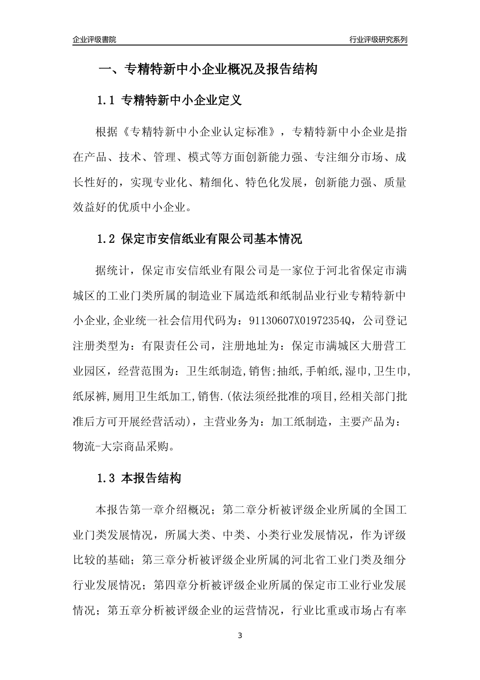 [专精特新]保定市安信纸业有限公司行业竞争力评级分析报告(2023版)_第3页