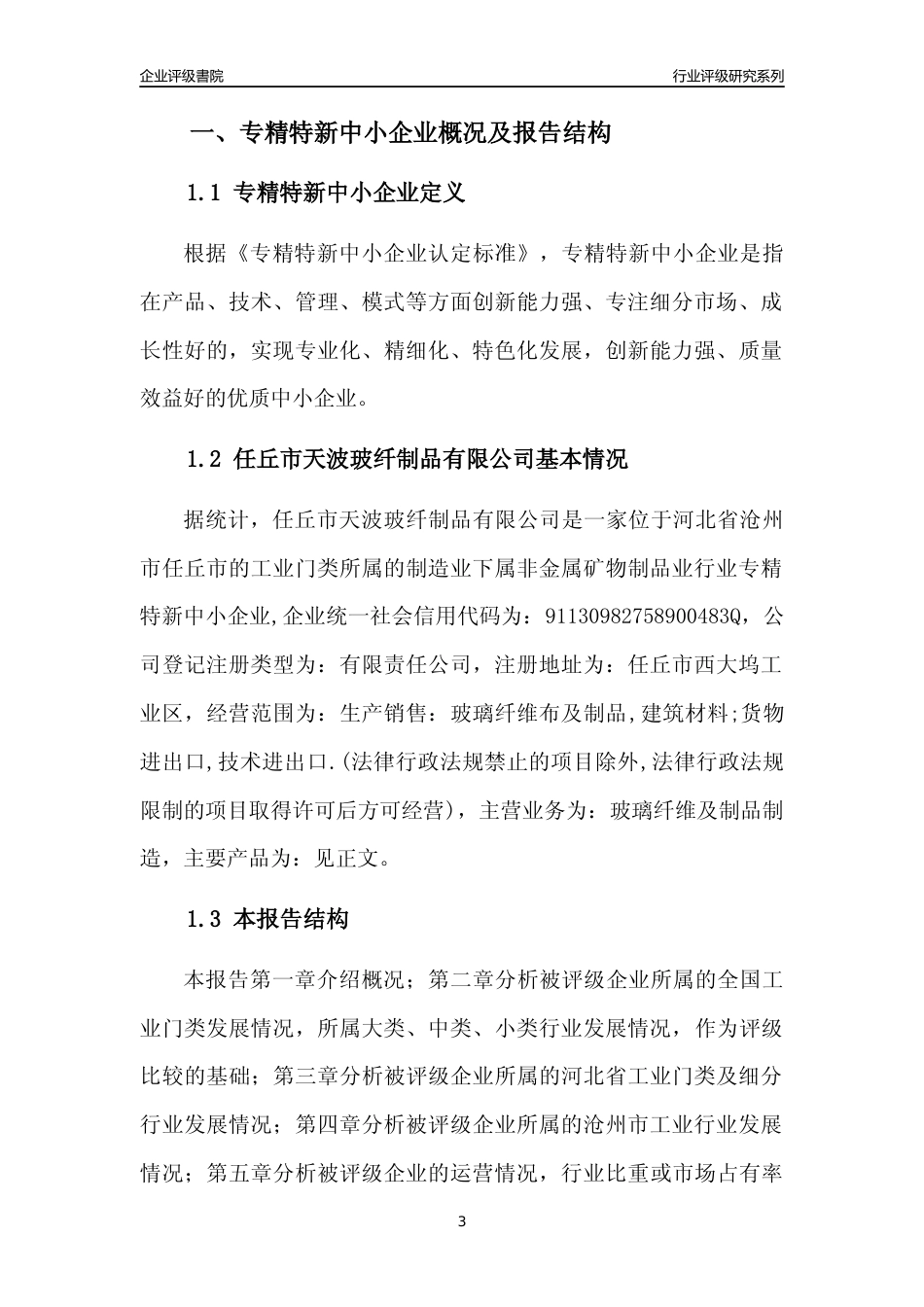 [专精特新]任丘市天波玻纤制品有限公司行业竞争力评级分析报告(2023版)_第3页