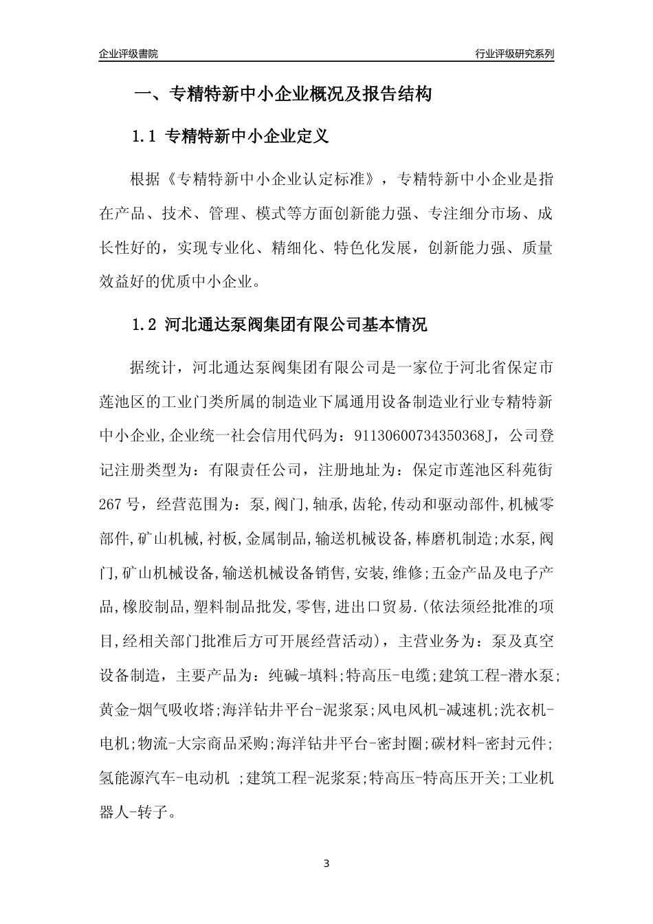 [专精特新]河北通达泵阀集团有限公司行业竞争力评级分析报告(2023版)_第3页