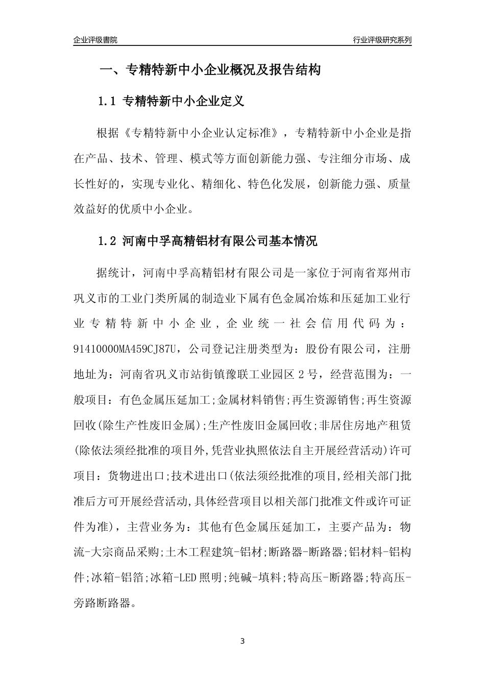 [专精特新]河南中孚高精铝材有限公司行业竞争力评级分析报告(2023版)_第3页
