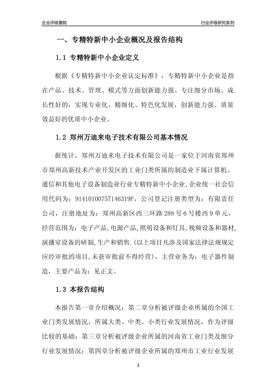 [专精特新]郑州万迪来电子技术有限公司行业竞争力评级分析报告(2023版)_第3页