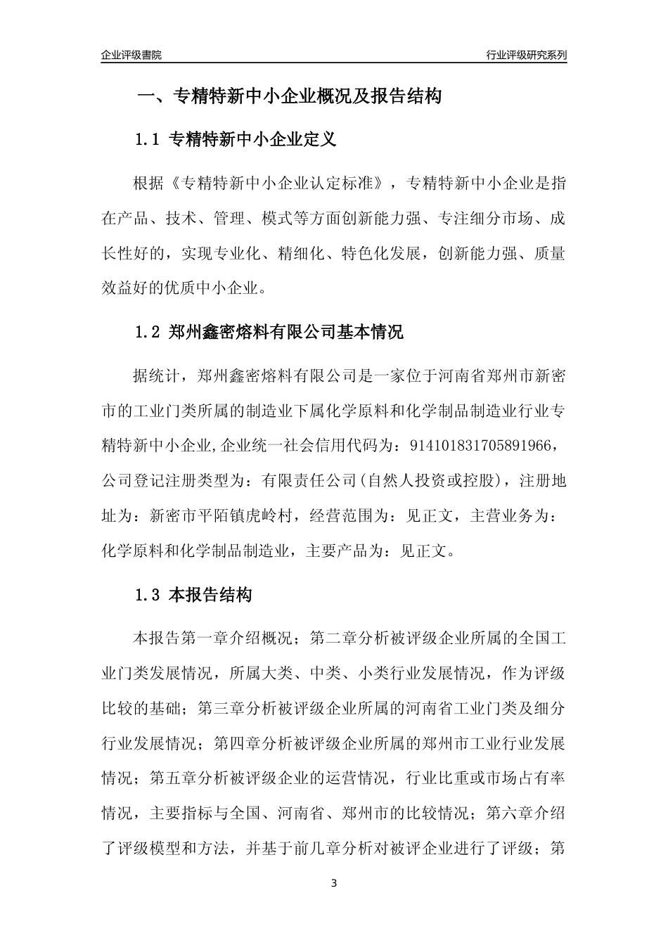 [专精特新]郑州鑫密熔料有限公司行业竞争力评级分析报告(2023版)_第3页