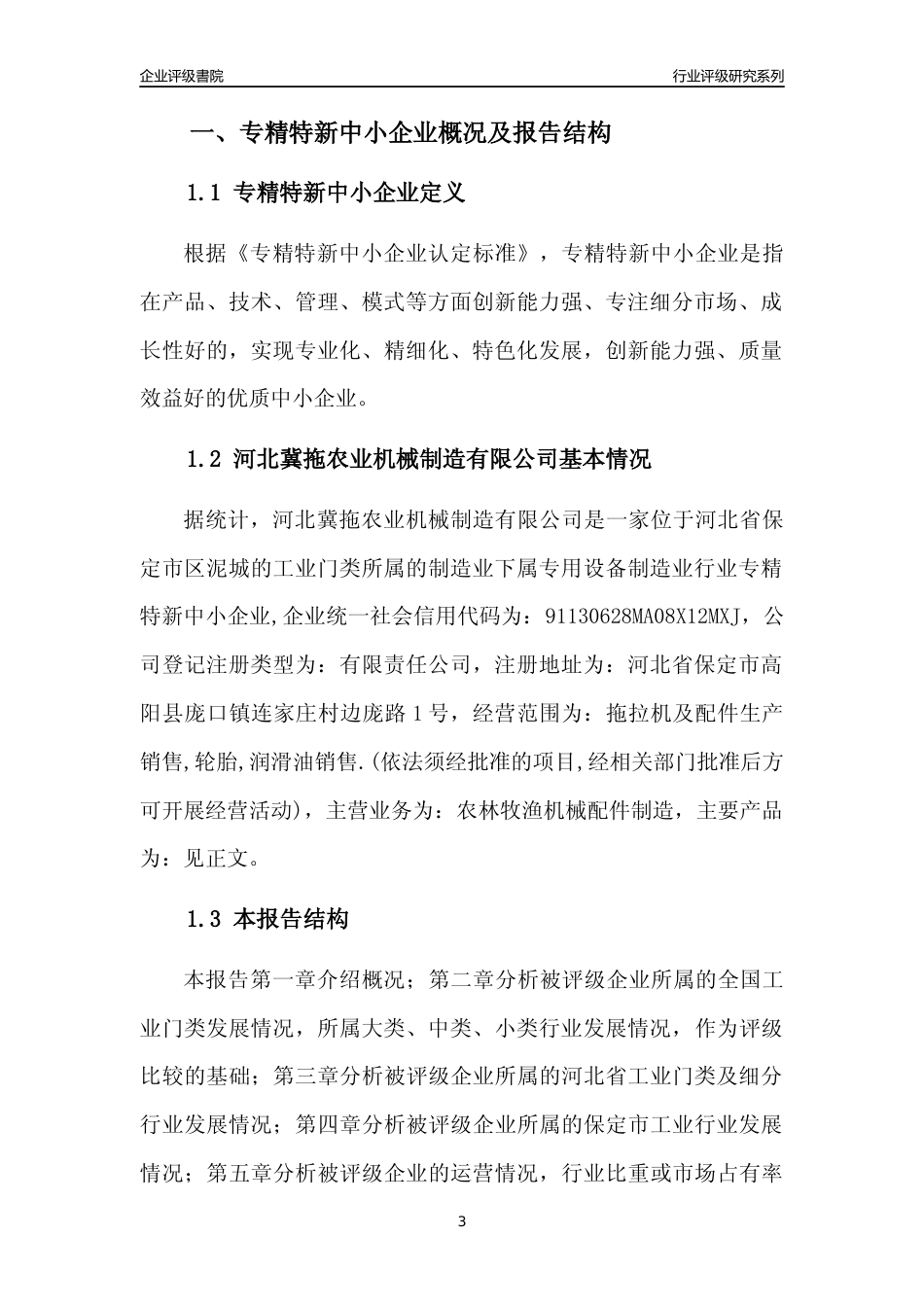 [专精特新]河北冀拖农业机械制造有限公司行业竞争力评级分析报告(2023版)_第3页