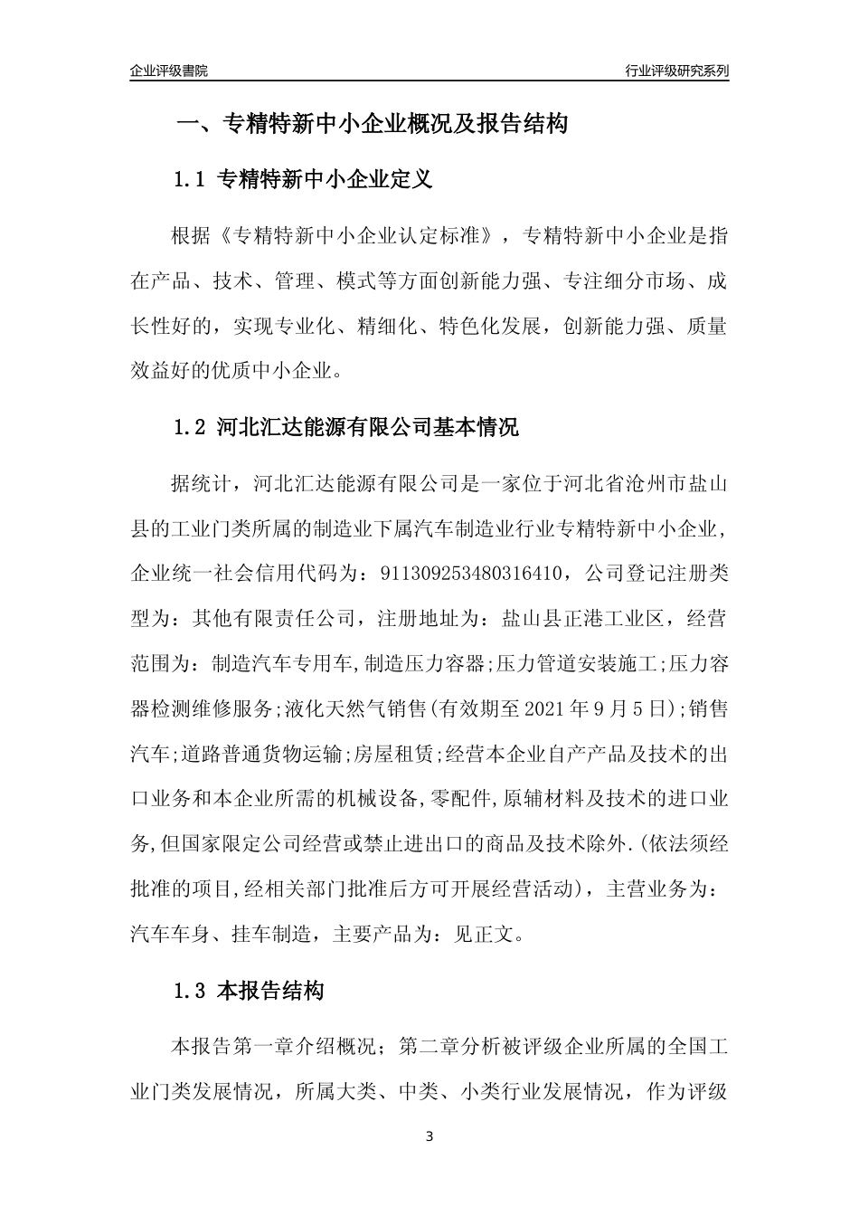 [专精特新]河北汇达能源有限公司行业竞争力评级分析报告(2023版)_第3页