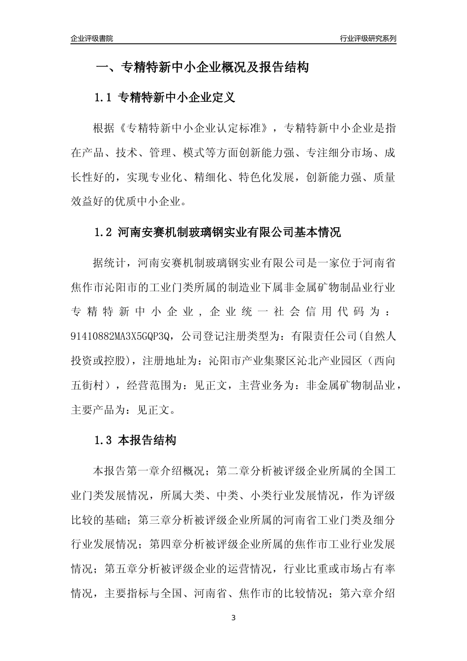 [专精特新]河南安赛机制玻璃钢实业有限公司行业竞争力评级分析报告(2023版)_第3页