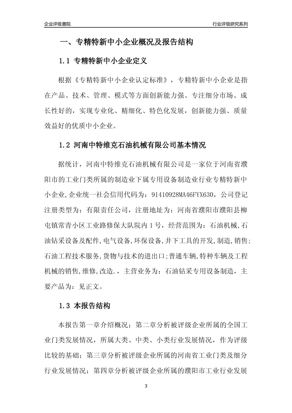 [专精特新]河南中特维克石油机械有限公司行业竞争力评级分析报告(2023版)_第3页