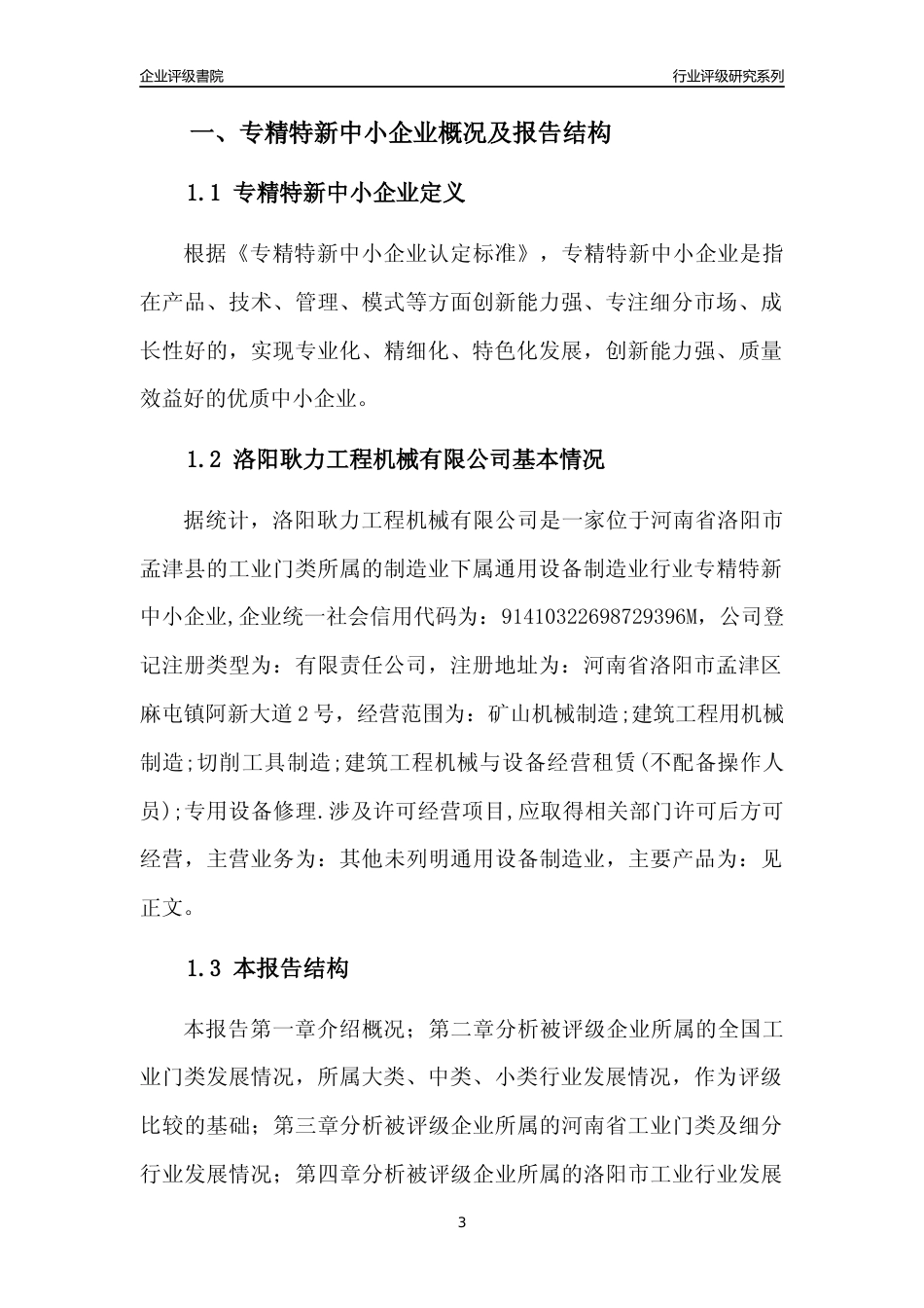 [专精特新]洛阳耿力工程机械有限公司行业竞争力评级分析报告(2023版)_第3页