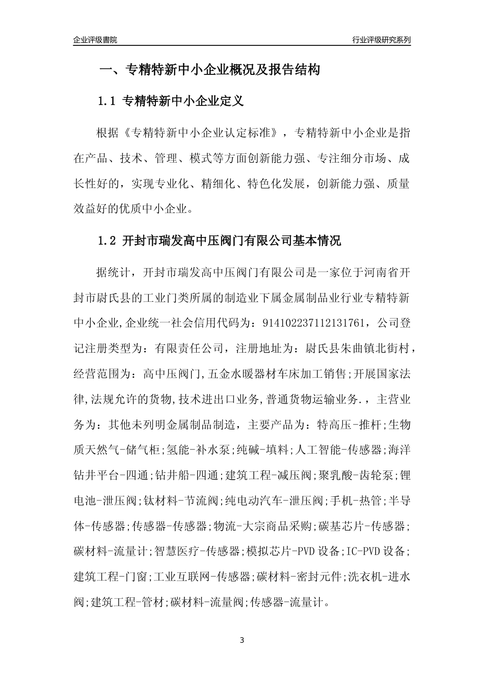 [专精特新]开封市瑞发高中压阀门有限公司行业竞争力评级分析报告(2023版)_第3页