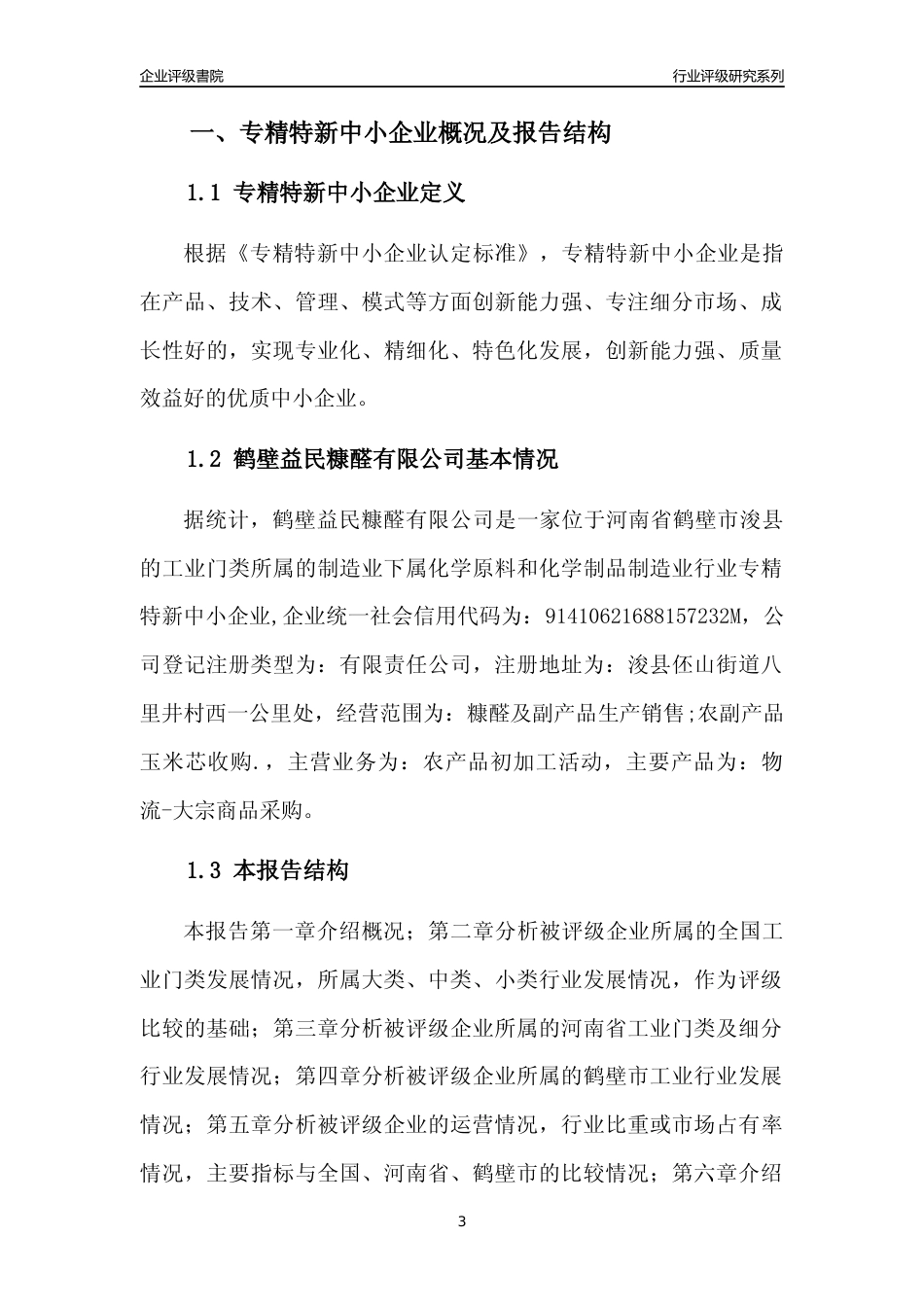 [专精特新]鹤壁益民糠醛有限公司行业竞争力评级分析报告(2023版)_第3页