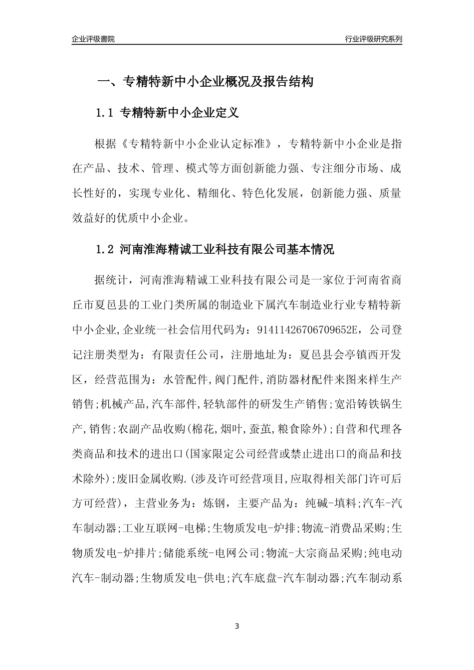 [专精特新]河南淮海精诚工业科技有限公司行业竞争力评级分析报告(2023版)_第3页