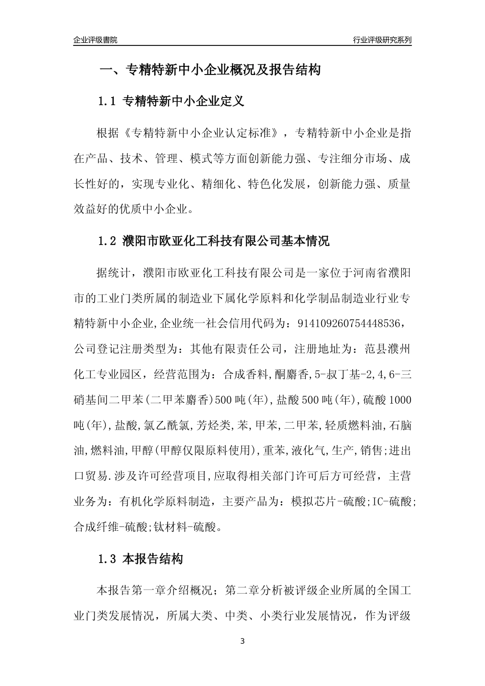 [专精特新]濮阳市欧亚化工科技有限公司行业竞争力评级分析报告(2023版)_第3页