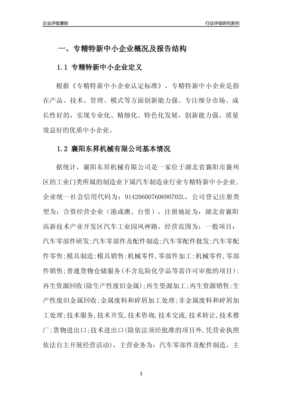 [专精特新]襄阳东昇机械有限公司行业竞争力评级分析报告(2023版)_第3页