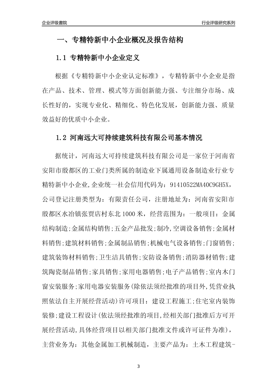 [专精特新]河南远大可持续建筑科技有限公司行业竞争力评级分析报告(2023版)_第3页