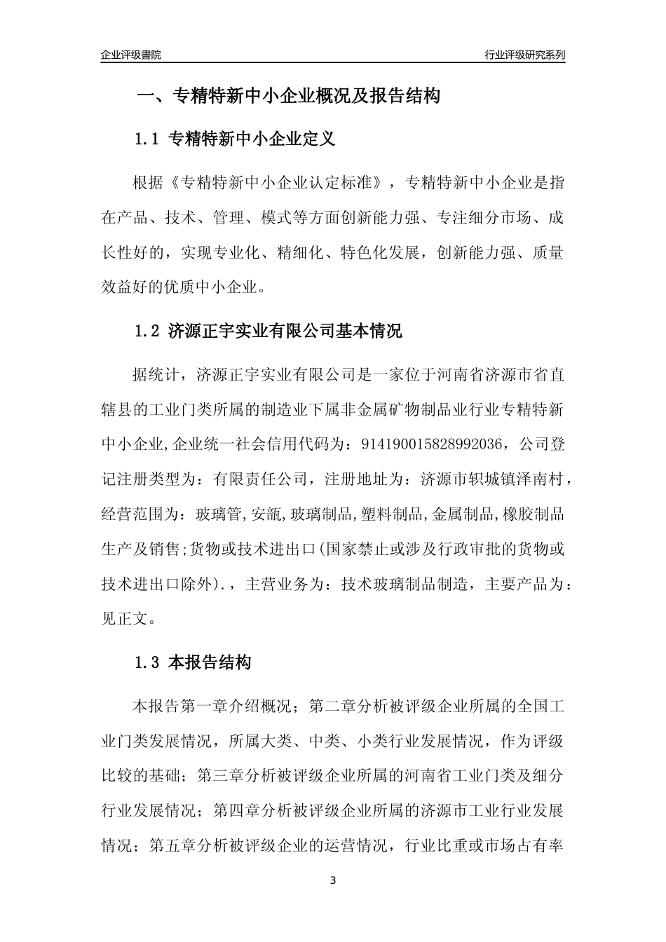[专精特新]济源正宇实业有限公司行业竞争力评级分析报告(2023版)_第3页