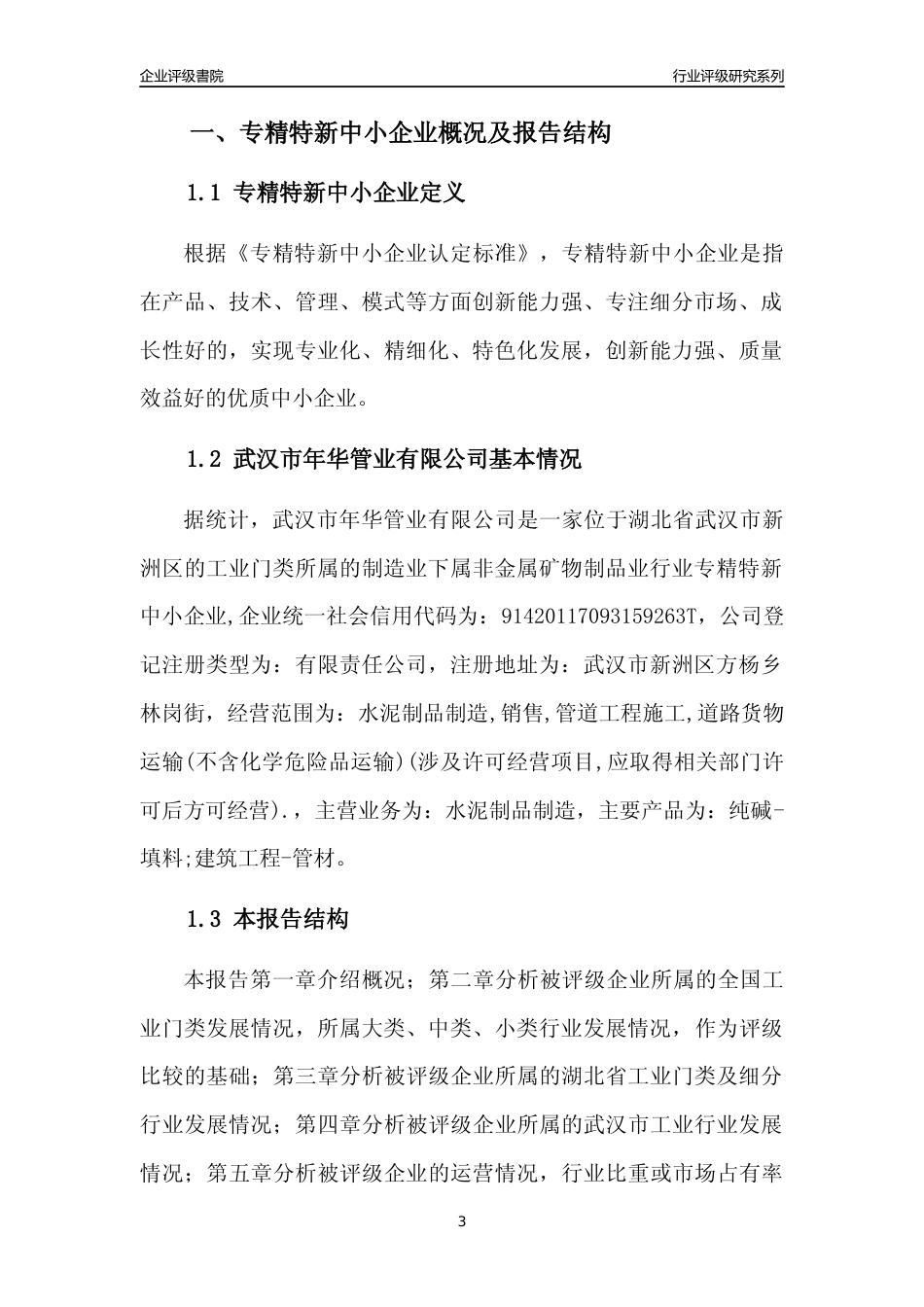 [专精特新]武汉市年华管业有限公司行业竞争力评级分析报告(2023版)_第3页