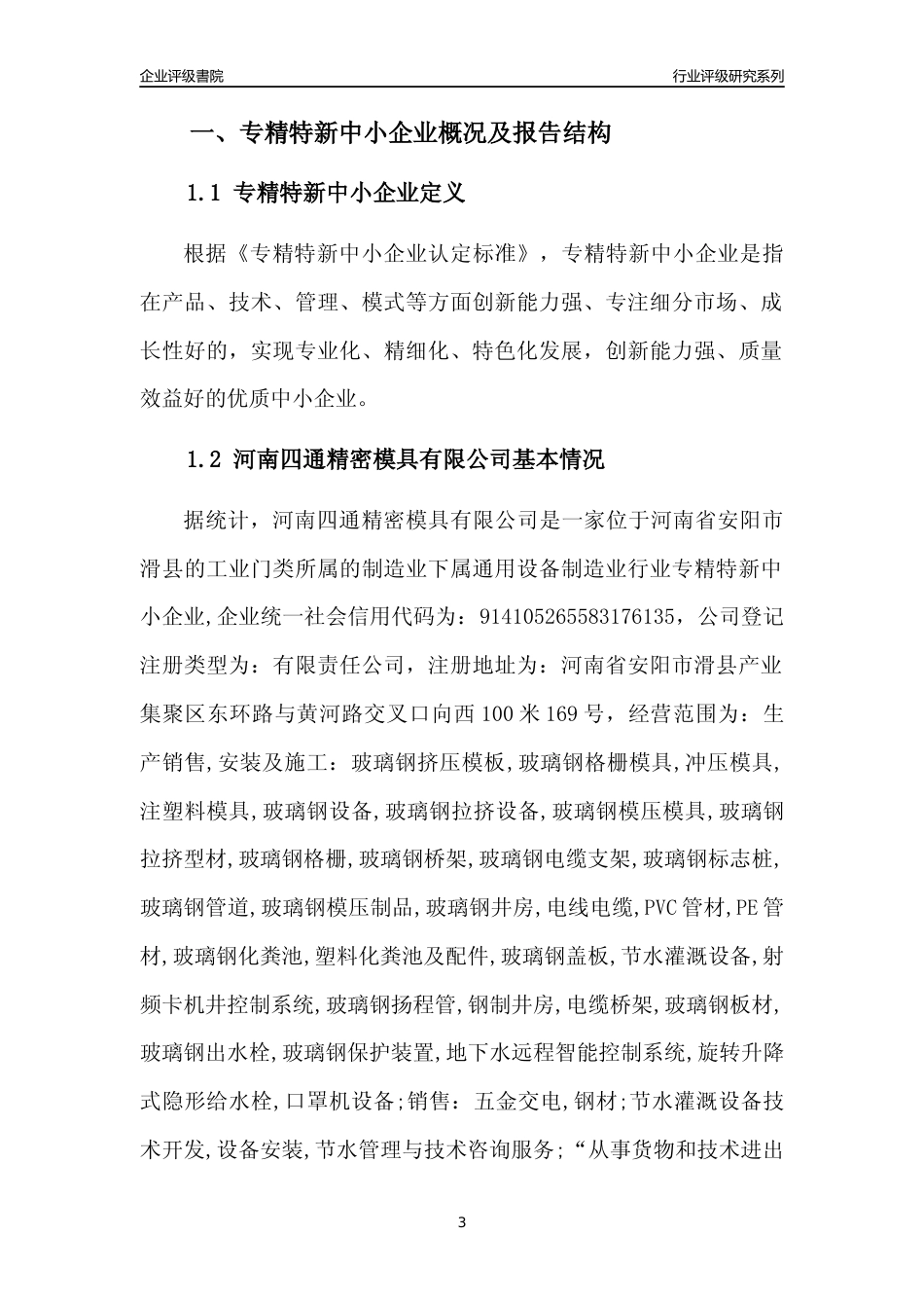 [专精特新]河南四通精密模具有限公司行业竞争力评级分析报告(2023版)_第3页