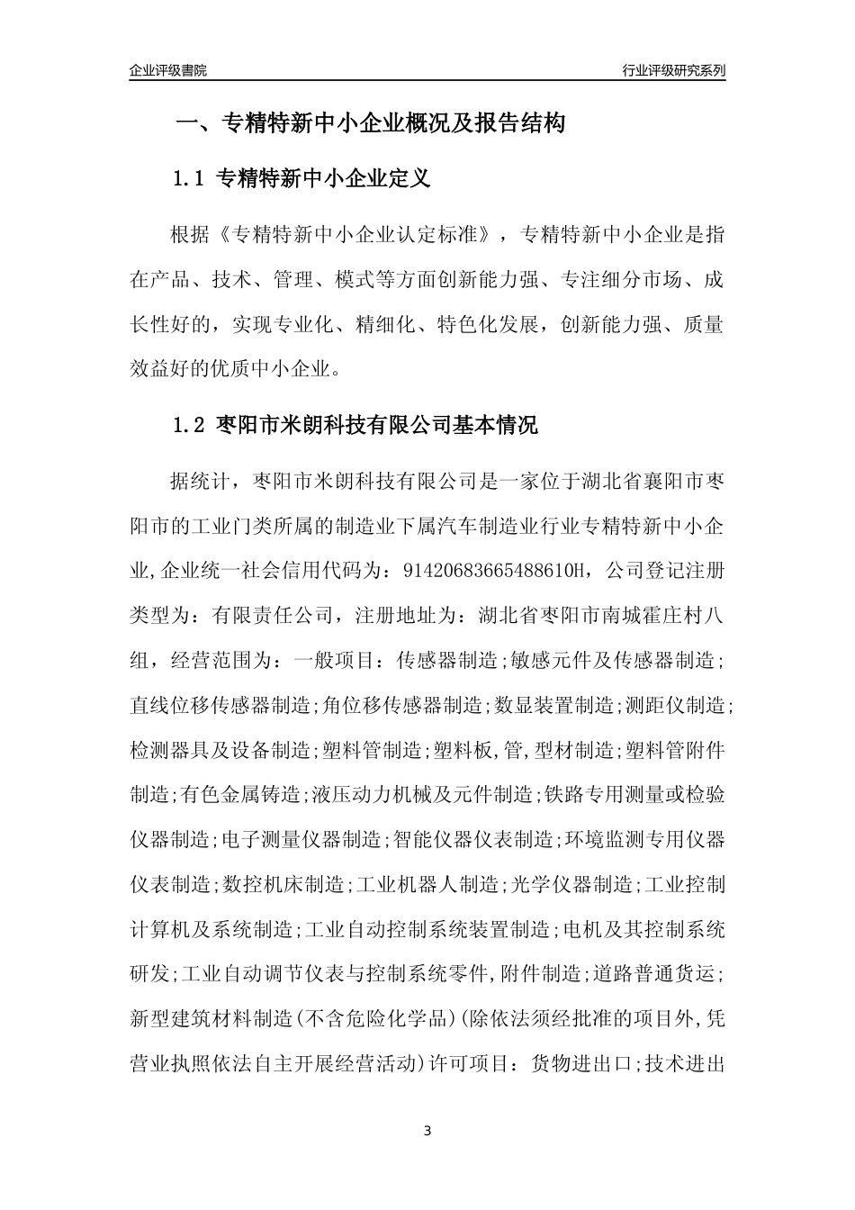 [专精特新]枣阳市米朗科技有限公司行业竞争力评级分析报告(2023版)_第3页