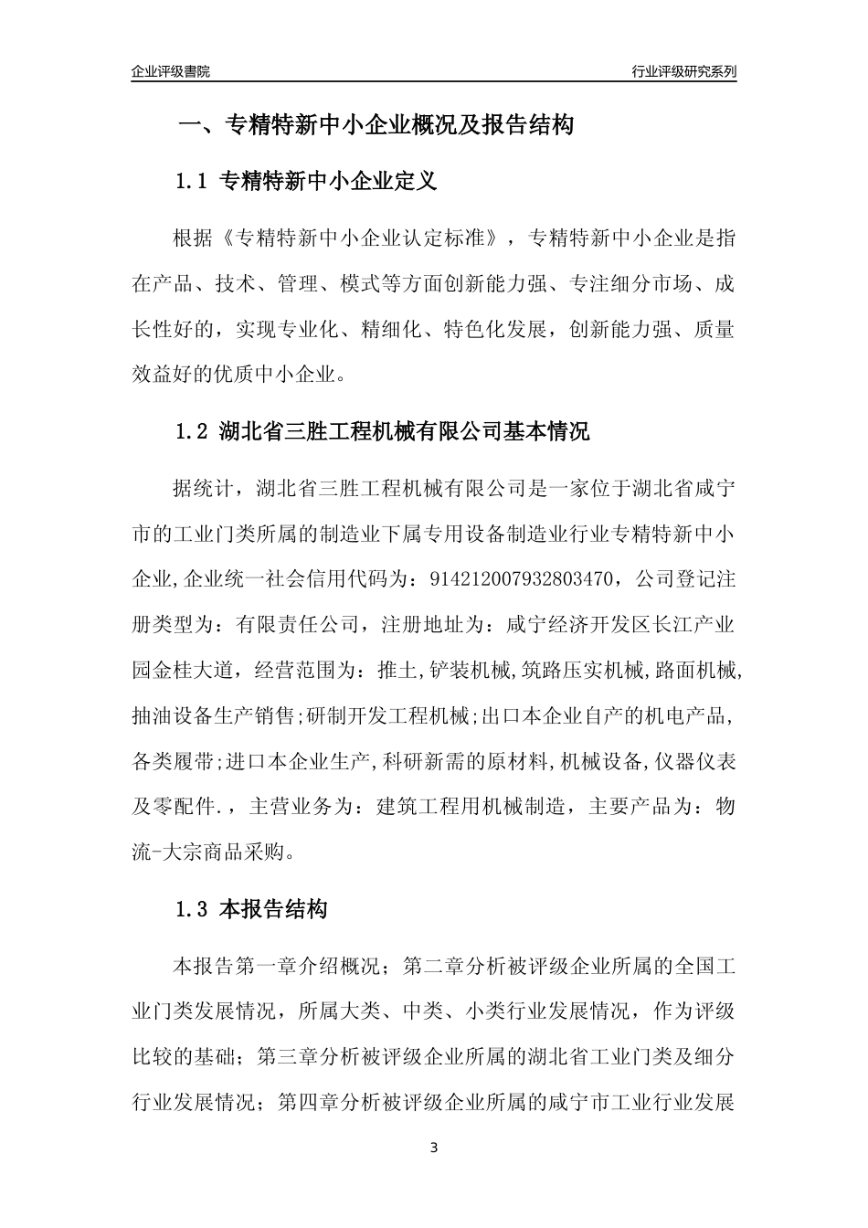 [专精特新]湖北省三胜工程机械有限公司行业竞争力评级分析报告(2023版)_第3页