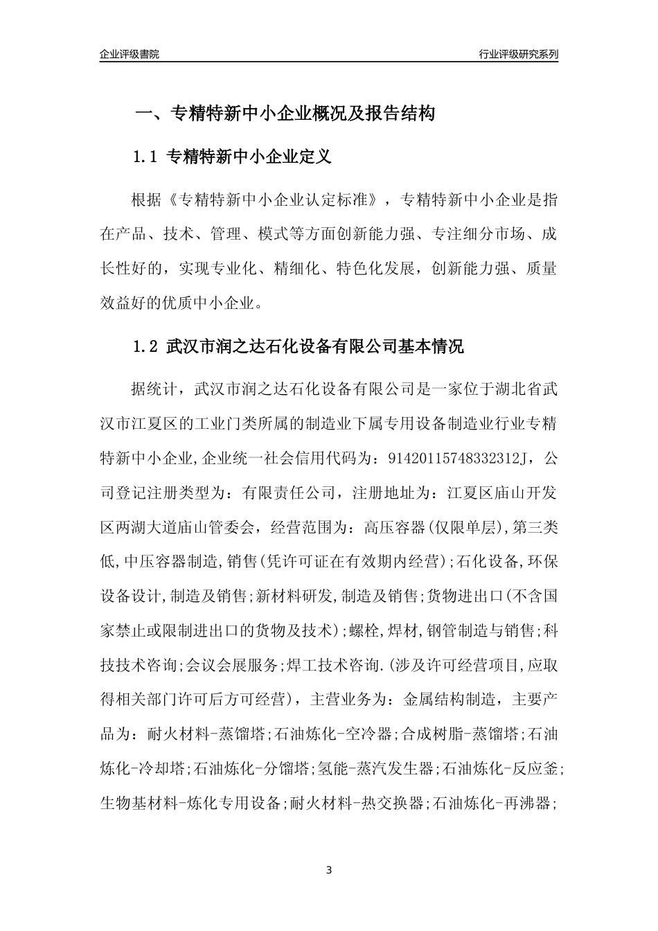 [专精特新]武汉市润之达石化设备有限公司行业竞争力评级分析报告(2023版)_第3页