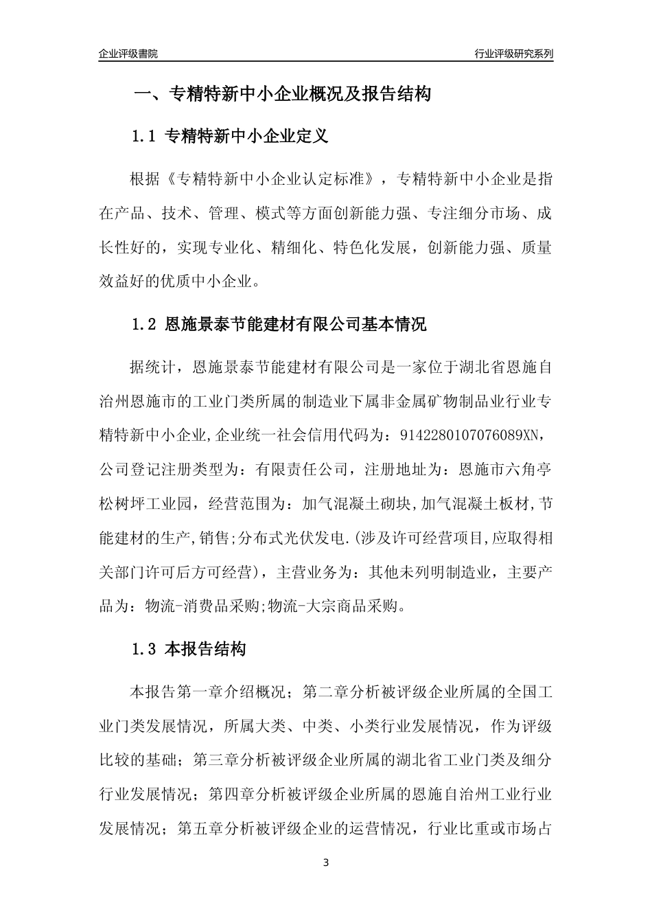 [专精特新]恩施景泰节能建材有限公司行业竞争力评级分析报告(2023版)_第3页