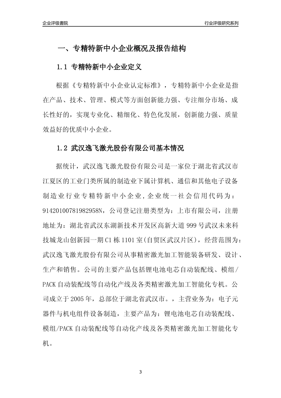 [专精特新]武汉逸飞激光股份有限公司行业竞争力评级分析报告(2023版)_第3页