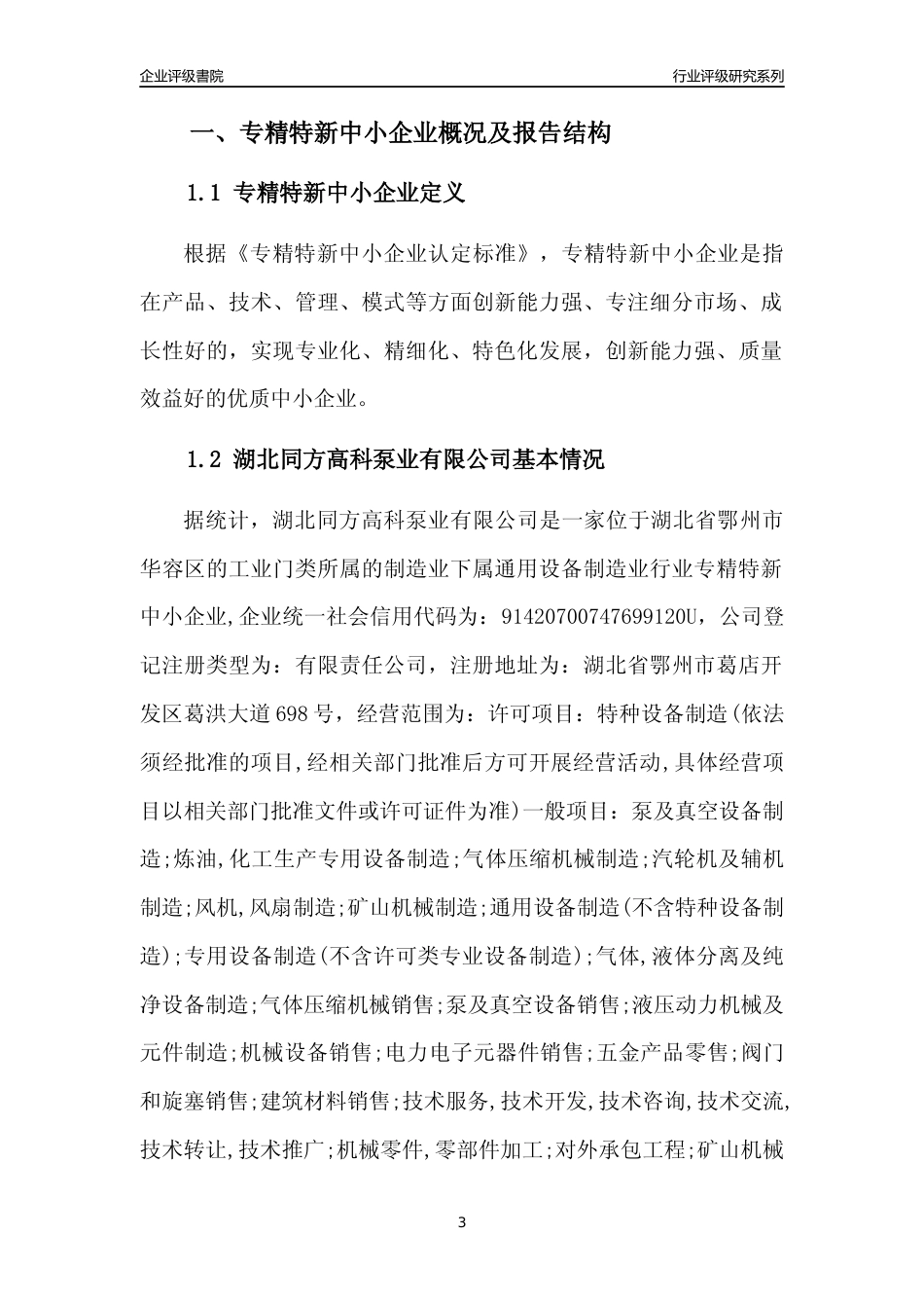 [专精特新]湖北同方高科泵业有限公司行业竞争力评级分析报告(2023版)_第3页