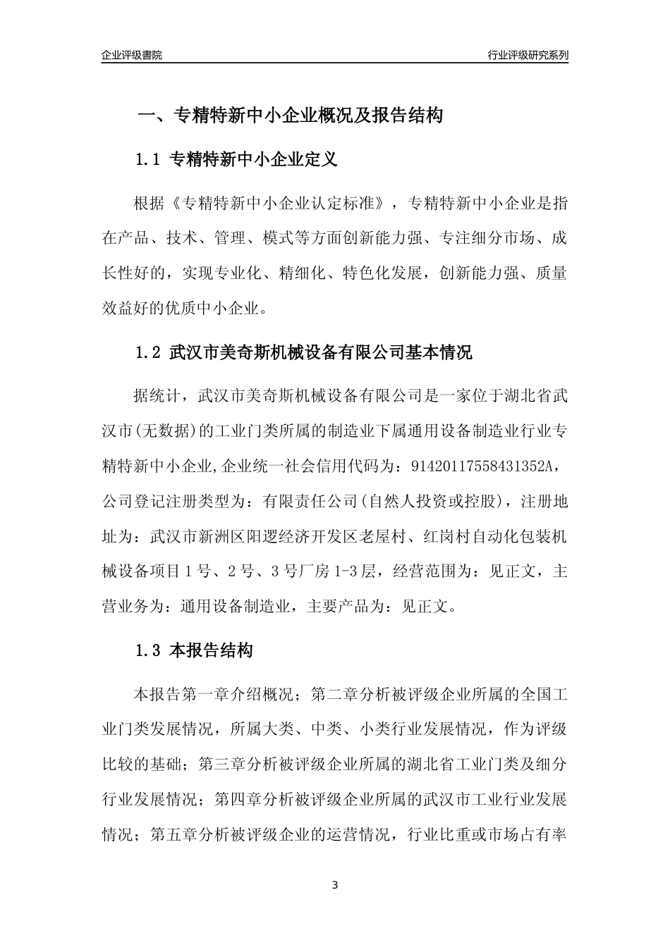 [专精特新]武汉市美奇斯机械设备有限公司行业竞争力评级分析报告(2023版)_第3页