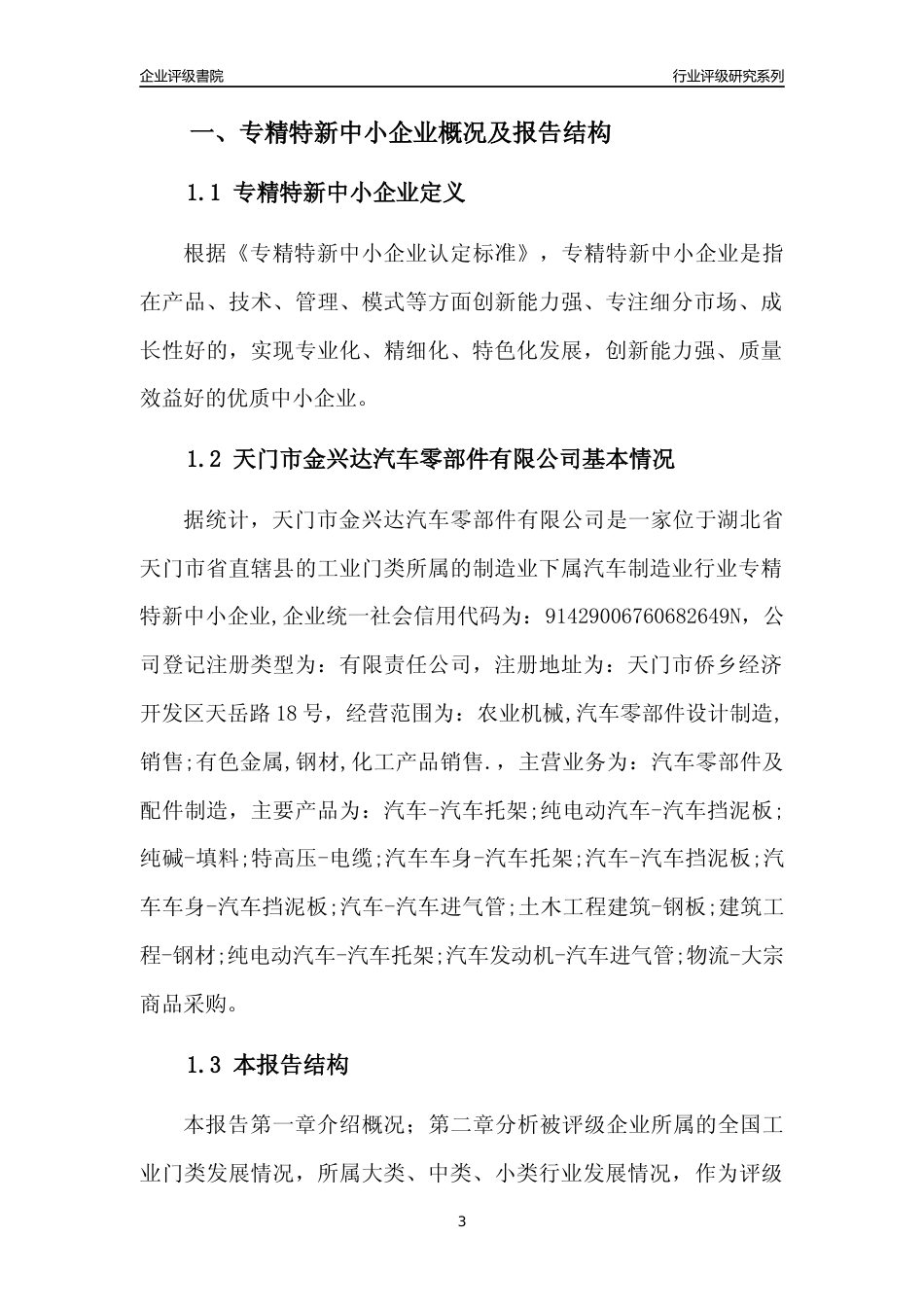 [专精特新]天门市金兴达汽车零部件有限公司行业竞争力评级分析报告(2023版)_第3页