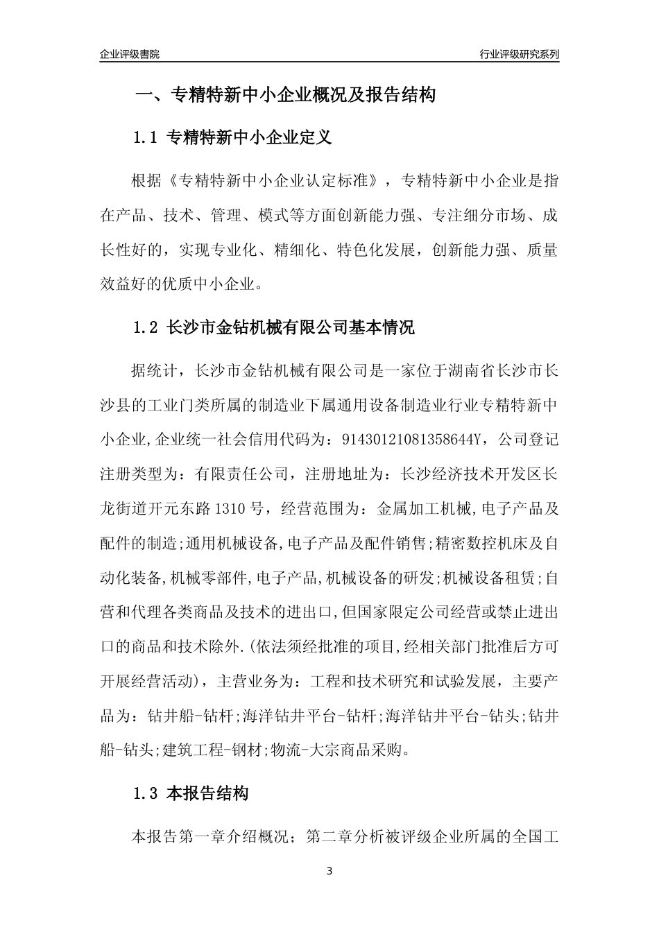 [专精特新]长沙市金钻机械有限公司行业竞争力评级分析报告(2023版)_第3页