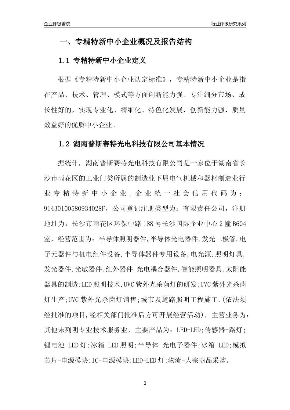 [专精特新]湖南普斯赛特光电科技有限公司行业竞争力评级分析报告(2023版)_第3页