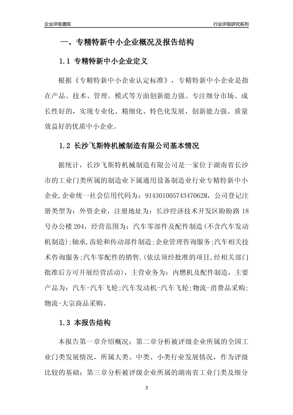[专精特新]长沙飞斯特机械制造有限公司行业竞争力评级分析报告(2023版)_第3页
