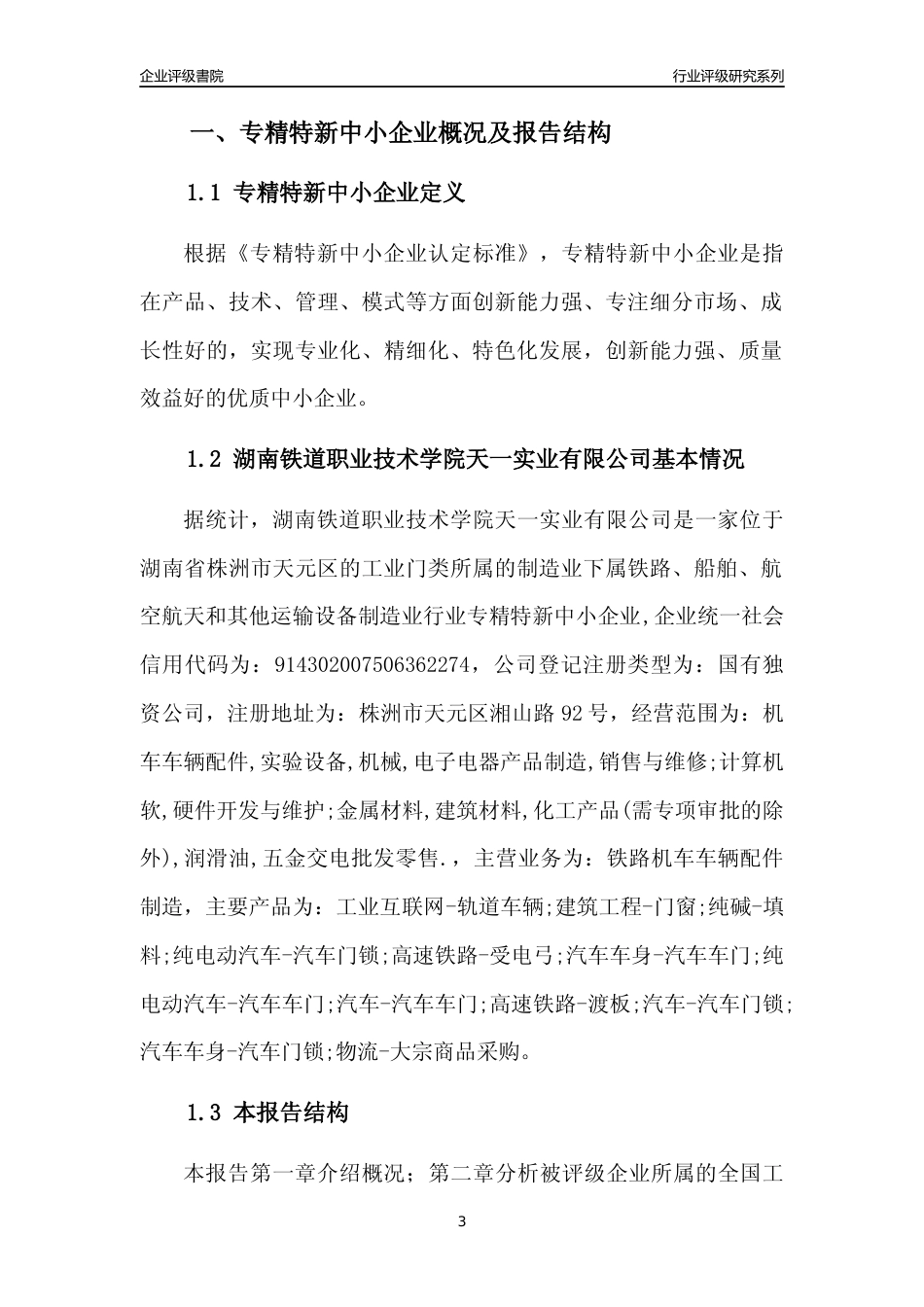 [专精特新]湖南铁道职业技术学院天一实业有限公司行业竞争力评级分析报告(2023版)_第3页