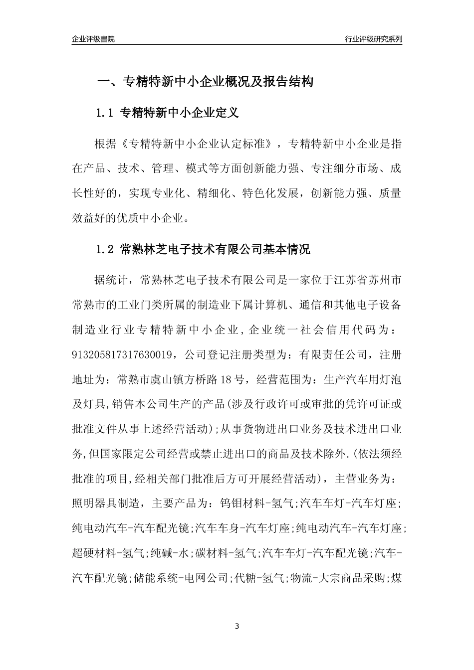 [专精特新]常熟林芝电子技术有限公司行业竞争力评级分析报告(2023版)_第3页