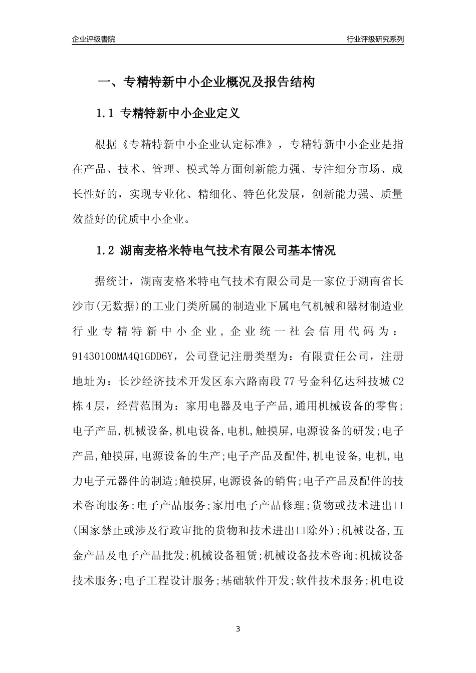 [专精特新]湖南麦格米特电气技术有限公司行业竞争力评级分析报告(2023版)_第3页
