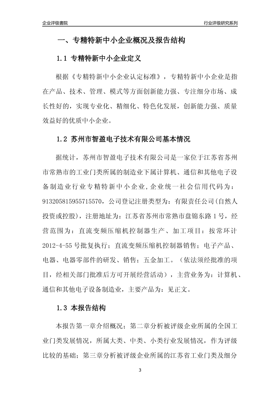 [专精特新]苏州市智盈电子技术有限公司行业竞争力评级分析报告(2023版)_第3页