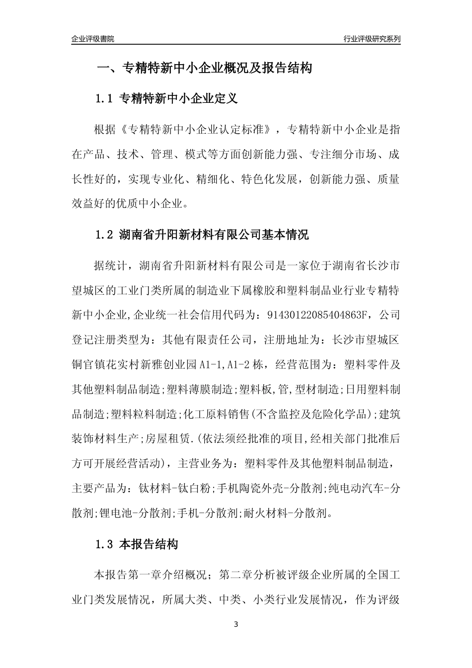 [专精特新]湖南省升阳新材料有限公司行业竞争力评级分析报告(2023版)_第3页