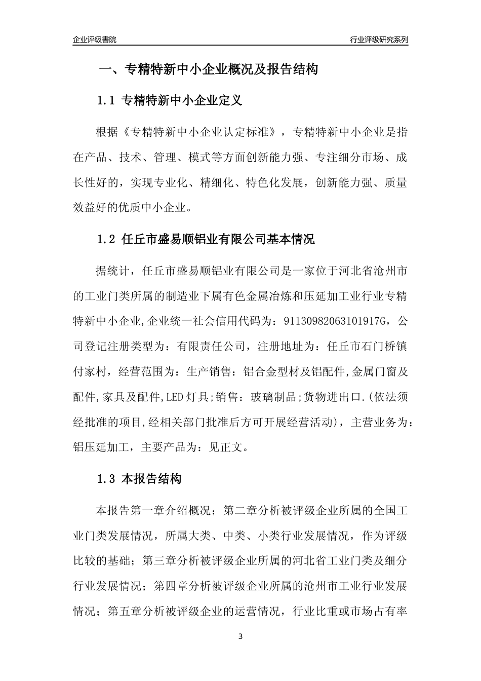 [专精特新]任丘市盛易顺铝业有限公司行业竞争力评级分析报告(2023版)_第3页