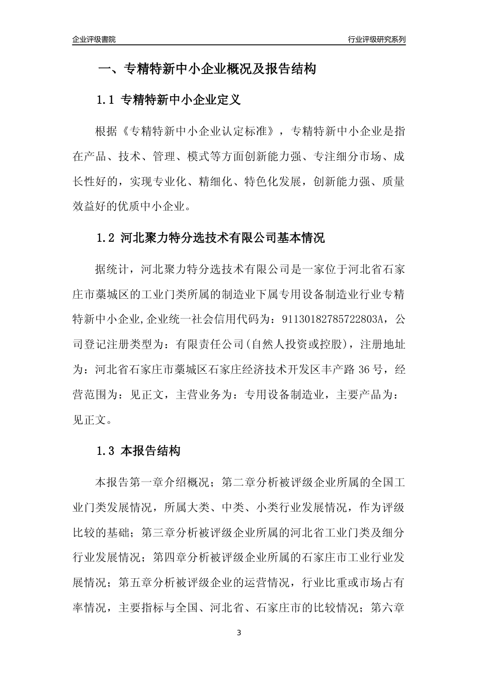 [专精特新]河北聚力特分选技术有限公司行业竞争力评级分析报告(2023版)_第3页