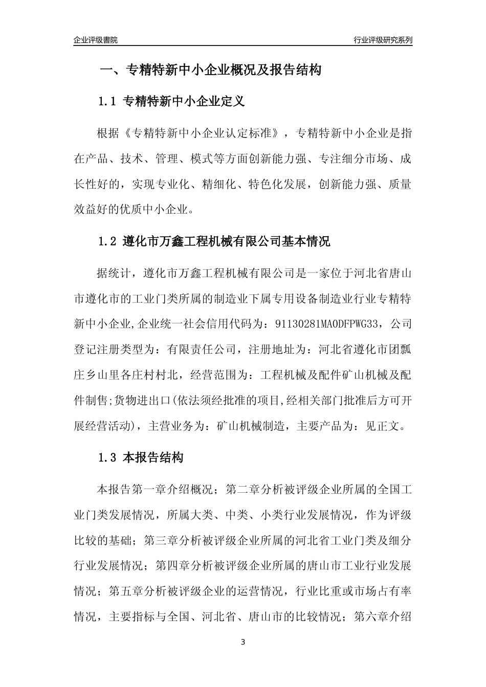 [专精特新]遵化市万鑫工程机械有限公司行业竞争力评级分析报告(2023版)_第3页