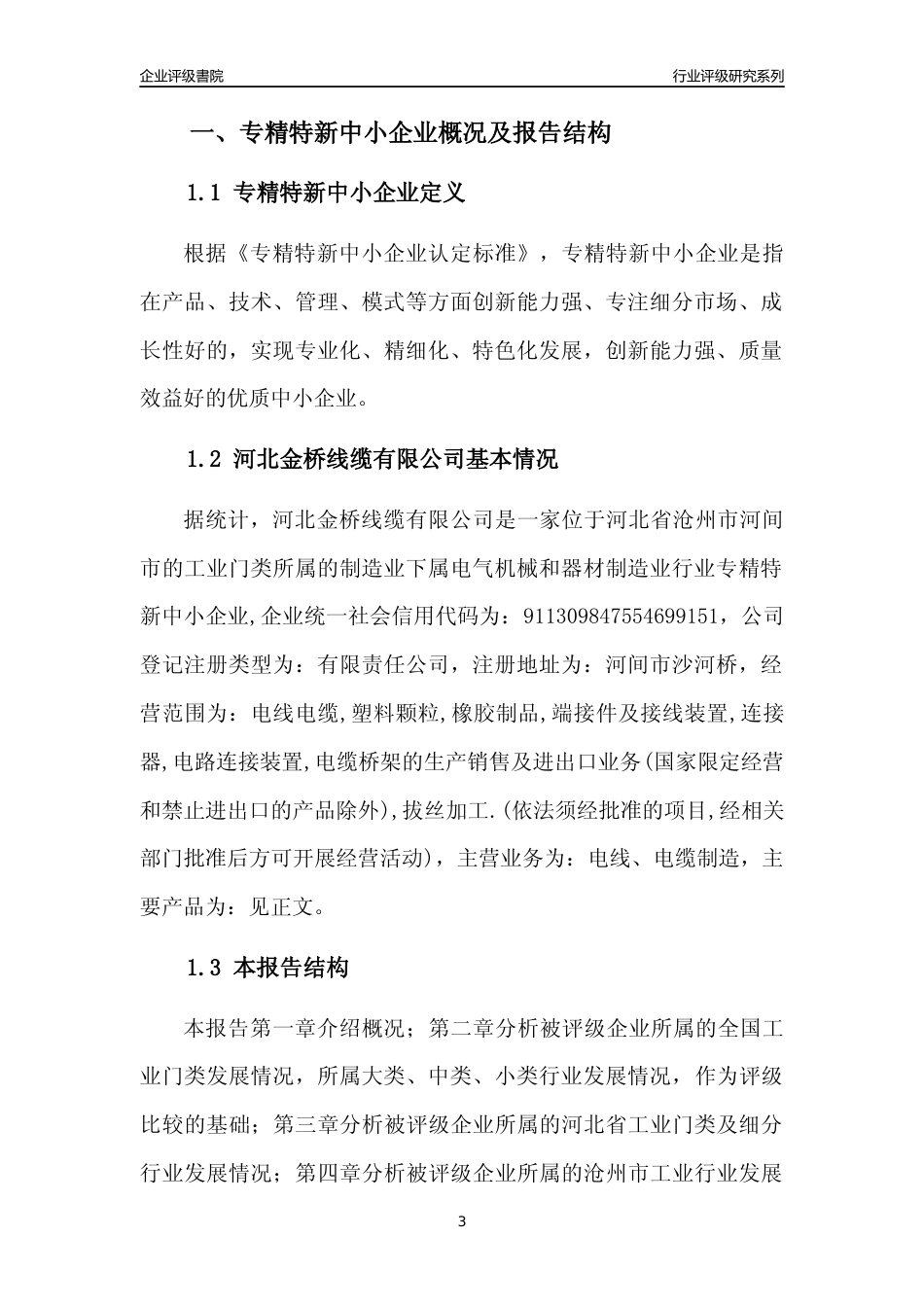 [专精特新]河北金桥线缆有限公司行业竞争力评级分析报告(2023版)_第3页