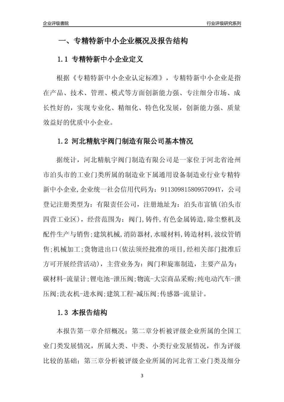 [专精特新]河北精航宇阀门制造有限公司行业竞争力评级分析报告(2023版)_第3页