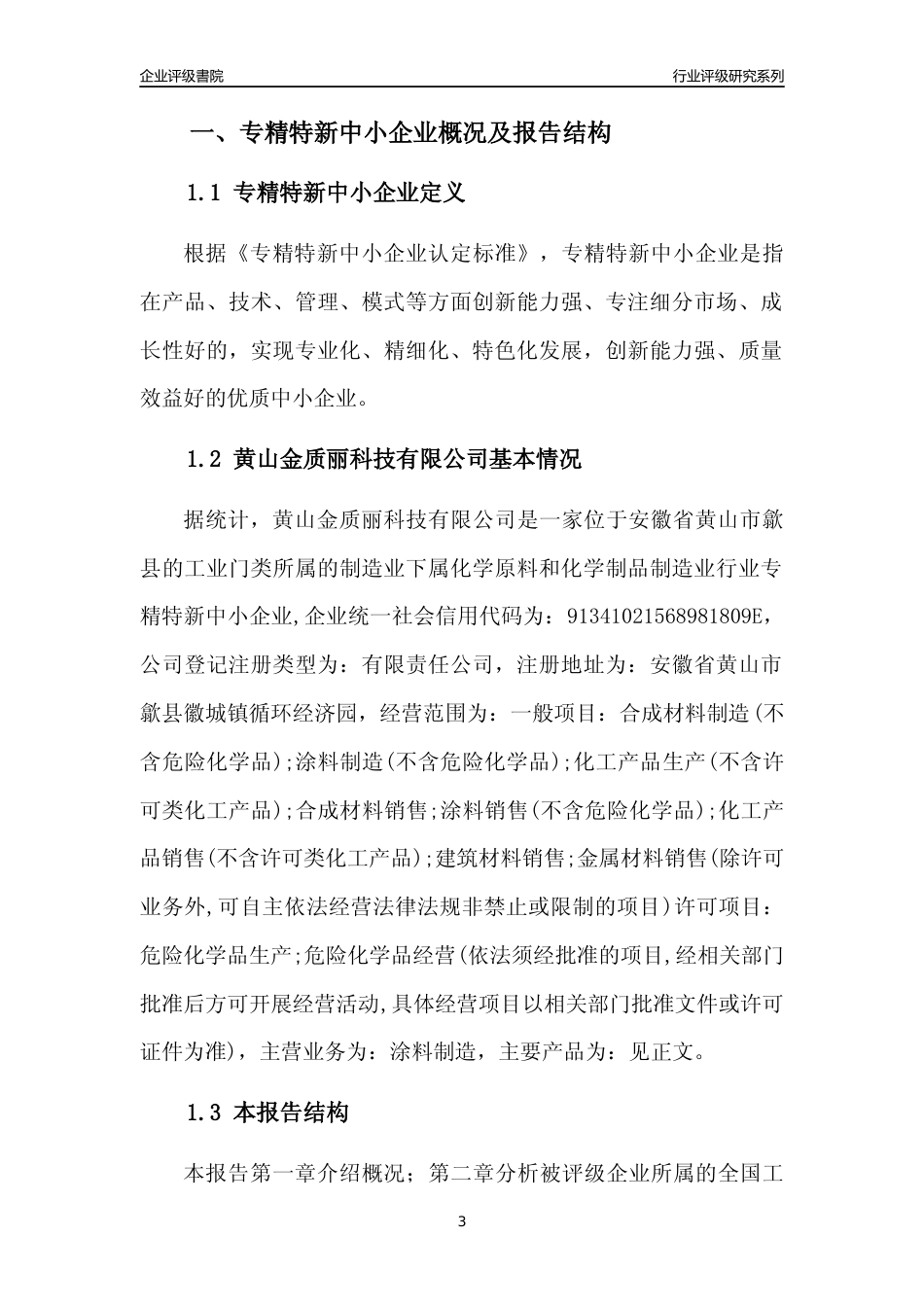 [专精特新]黄山金质丽科技有限公司行业竞争力评级分析报告(2023版)_第3页