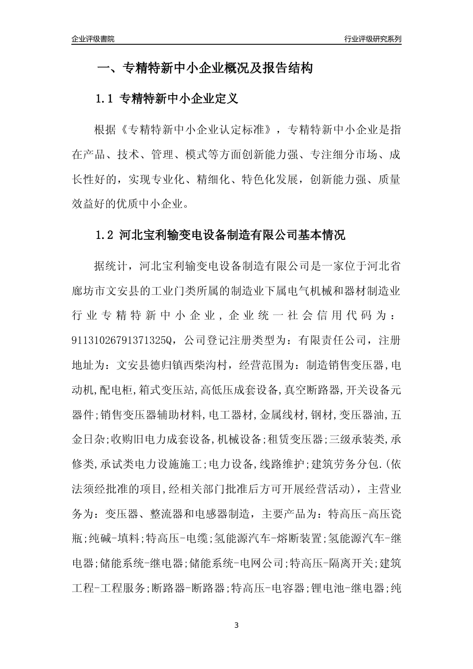 [专精特新]河北宝利输变电设备制造有限公司行业竞争力评级分析报告(2023版)_第3页