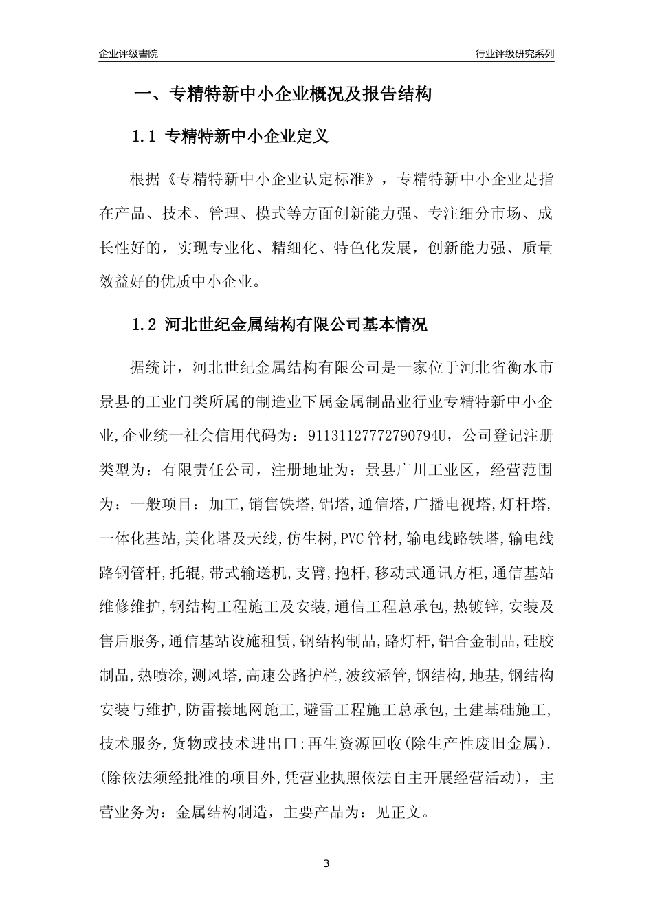 [专精特新]河北世纪金属结构有限公司行业竞争力评级分析报告(2023版)_第3页