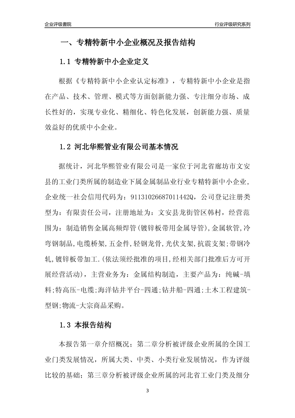 [专精特新]河北华熙管业有限公司行业竞争力评级分析报告(2023版)_第3页